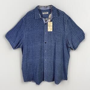 Tommy Bahama Mens 2XLT NWT The Veracruz Cay Shirt Blue Viscose Geometric
